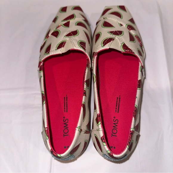 TOMS NWOT Alpargata Sparkly Watermelon Slip-On Shoes Women’s 8 Brand New - Picture 3 of 6